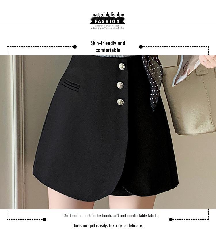 Women's High-Waisted Gray A-Line Skirt Shorts - Spring 2025 Casual Wide-Leg Design