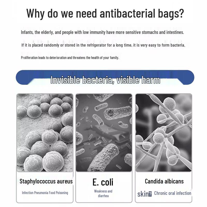 Antybakteryjna torba do przechowywania żywności z jonami srebra, gruba plastikowa w stylu kamizelki do przechowywania świeżości w lodówce