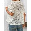 Fashion Lace Shirt Women Spring Summer Short Sleeve See Through Casual Blouse Ladies Button Sweet Tops O Neck Elegant Loose Casual Clothing