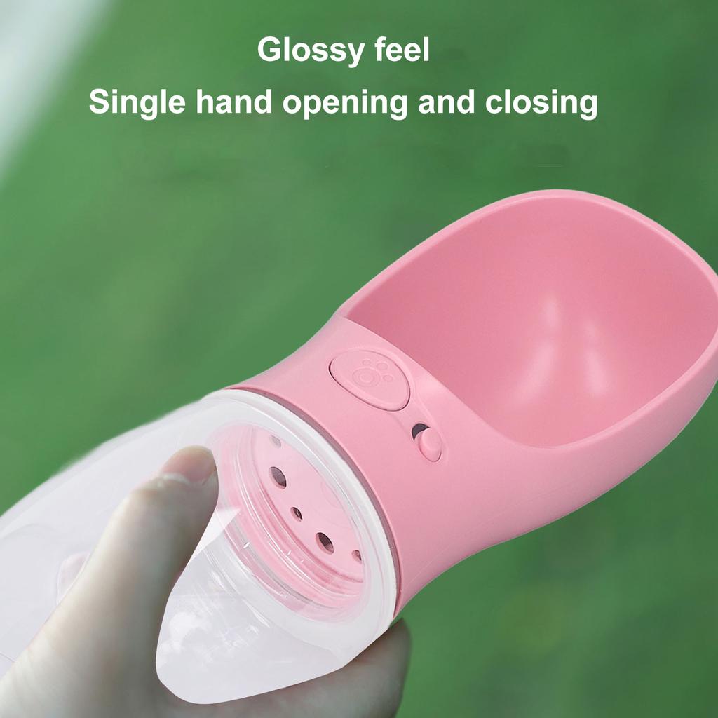 350ml Pet Water Bottle Plastic Portable Puppy Water Dispenser for Dogs Cats Travel Outdoor Pink