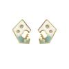 The Bird Collection: Gradient Enamel Zircon Geometric Stud Earrings - Light Luxury Literary Fashion Style