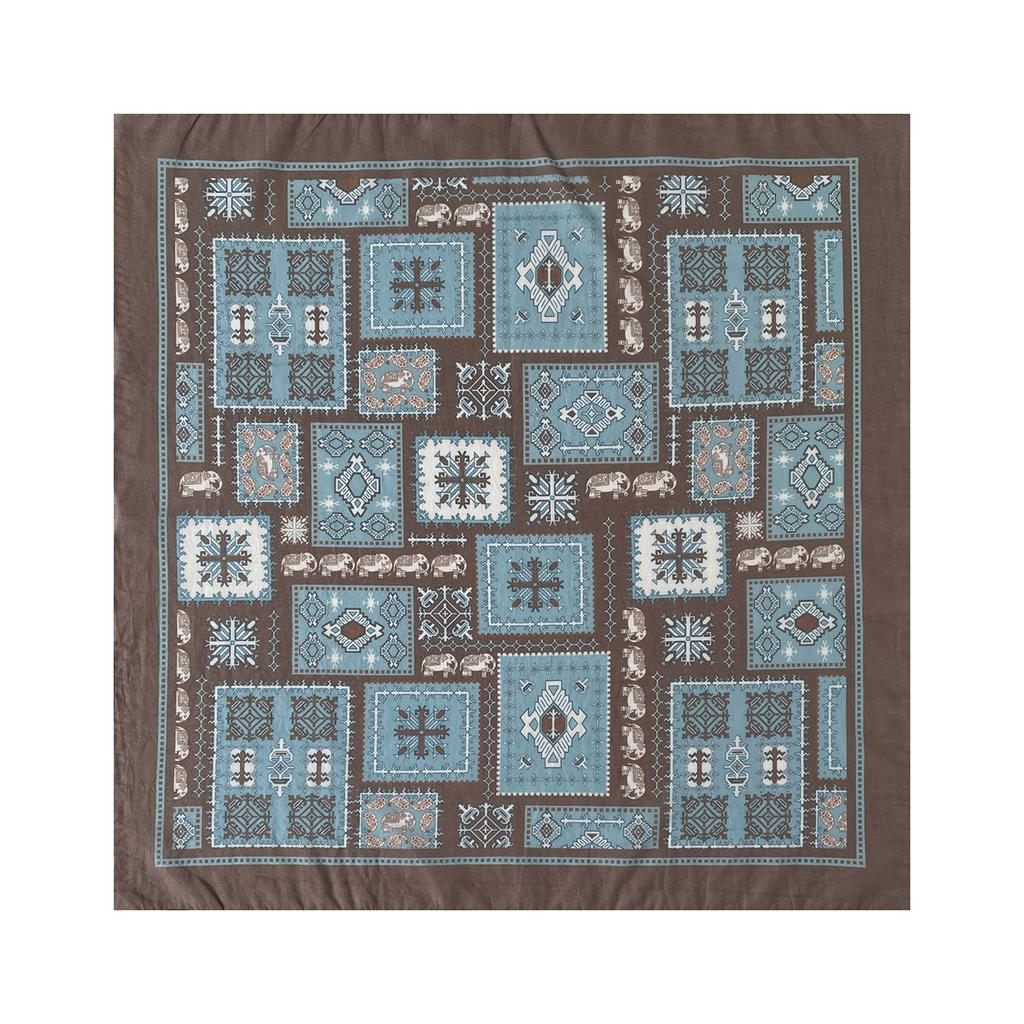 Japanese ethnic style silk scarf Morandi color 11 cotton square scarf versatile daily women's neck gift