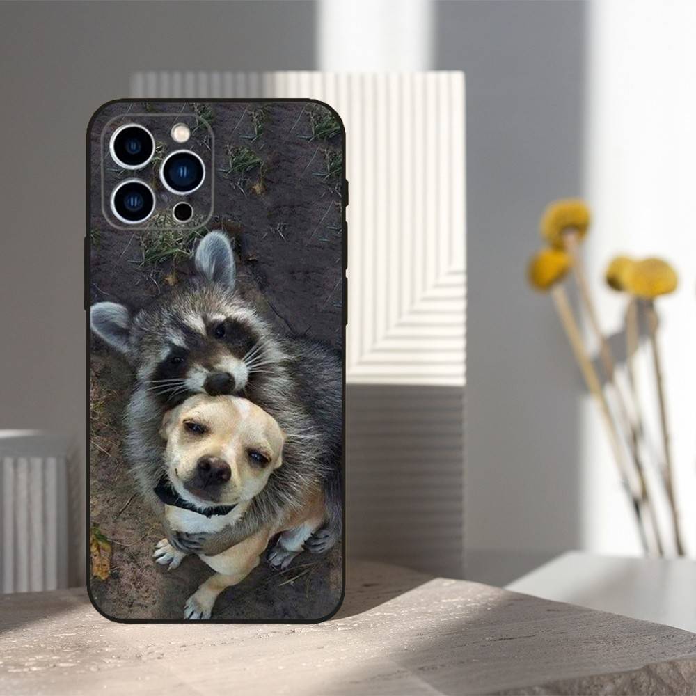 Funny Raccoon Animal For iPhone 12,16,11,14,15,17,13,X,Mini,SE,XS,Plus,Pro Max,8,7,XR,Soft Silicone Black Case