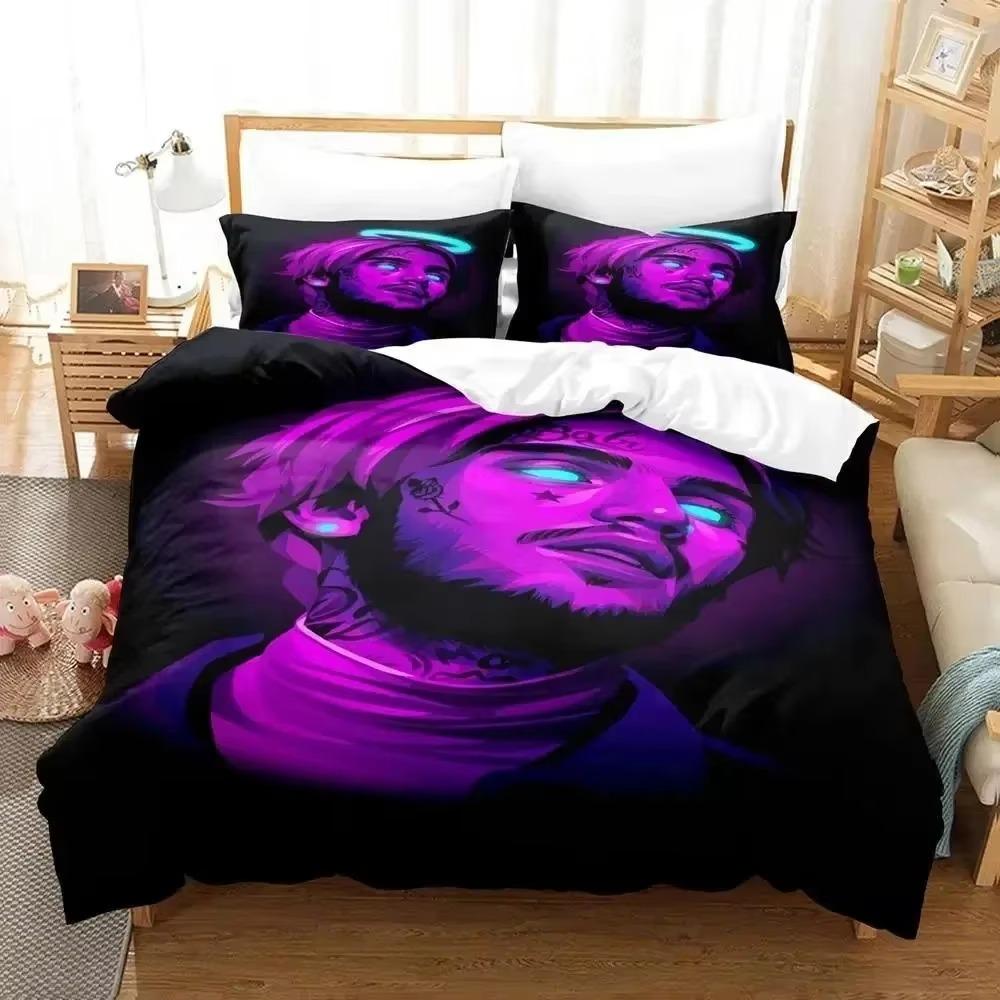 3D Baskı Rapper Lil Peep Yatak Takımı Nevresim Takımı Yatak Seti Yorgan Kılıfı Yastık Kılıfı Yorgan Örtüsü King Kraliçe Boyut Erkek Çocuk Yetişkin Yatak Takımı