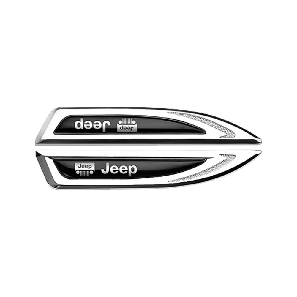 2Pcs Metal Car Body Side Fender Blade Sticker Rear Trunk Decal For JEEP Renegade Patriot Weangler Cherokee Compass CrandCherokee AMV1