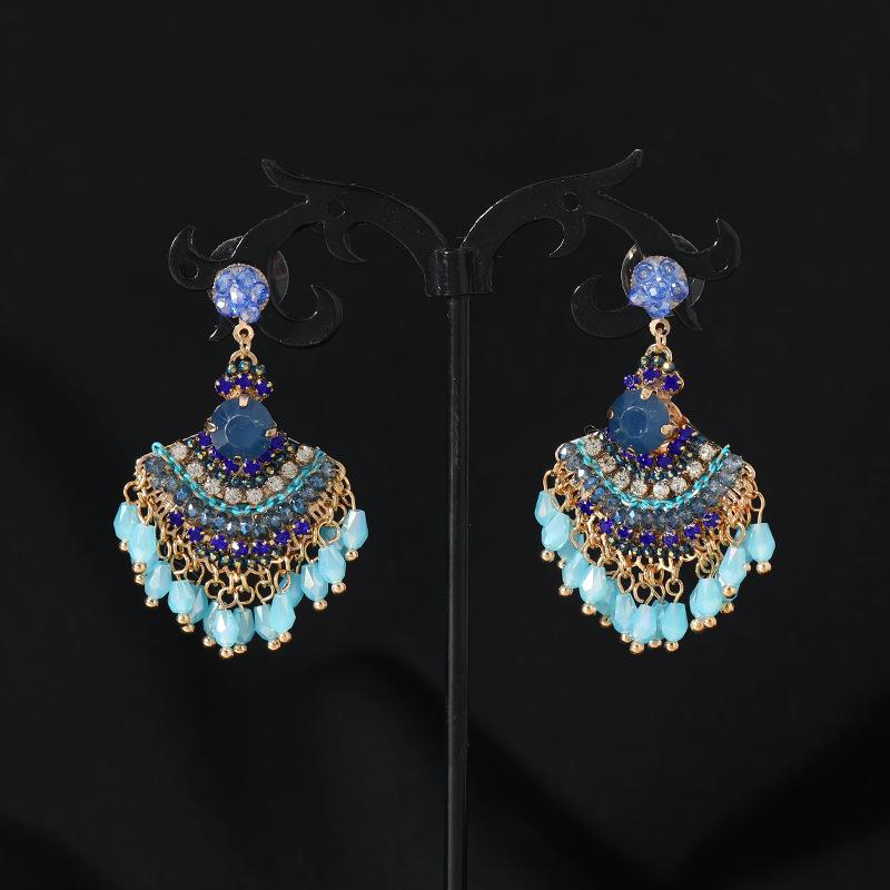 

Нишевый дизайн ретро легкая роскошь серьги-гвоздики женские серьги с кристальной бахромой личность темперамент этнический стиль серьги прилив