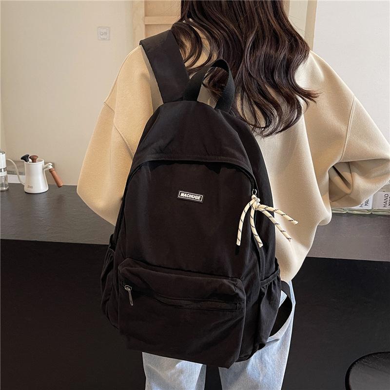 Schoolbag Canvas Backpack Female Large Capacity Casual Versatile Student Class School Bag Campus Wind Mountaineering Lightweight Travel Backpack