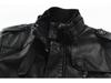 Men's Stand Collar Leather Jacket - Autumn/Winter 2021, Mid-Length, Loose Fit, Plus Velvet, Plus Size, PU Leather.