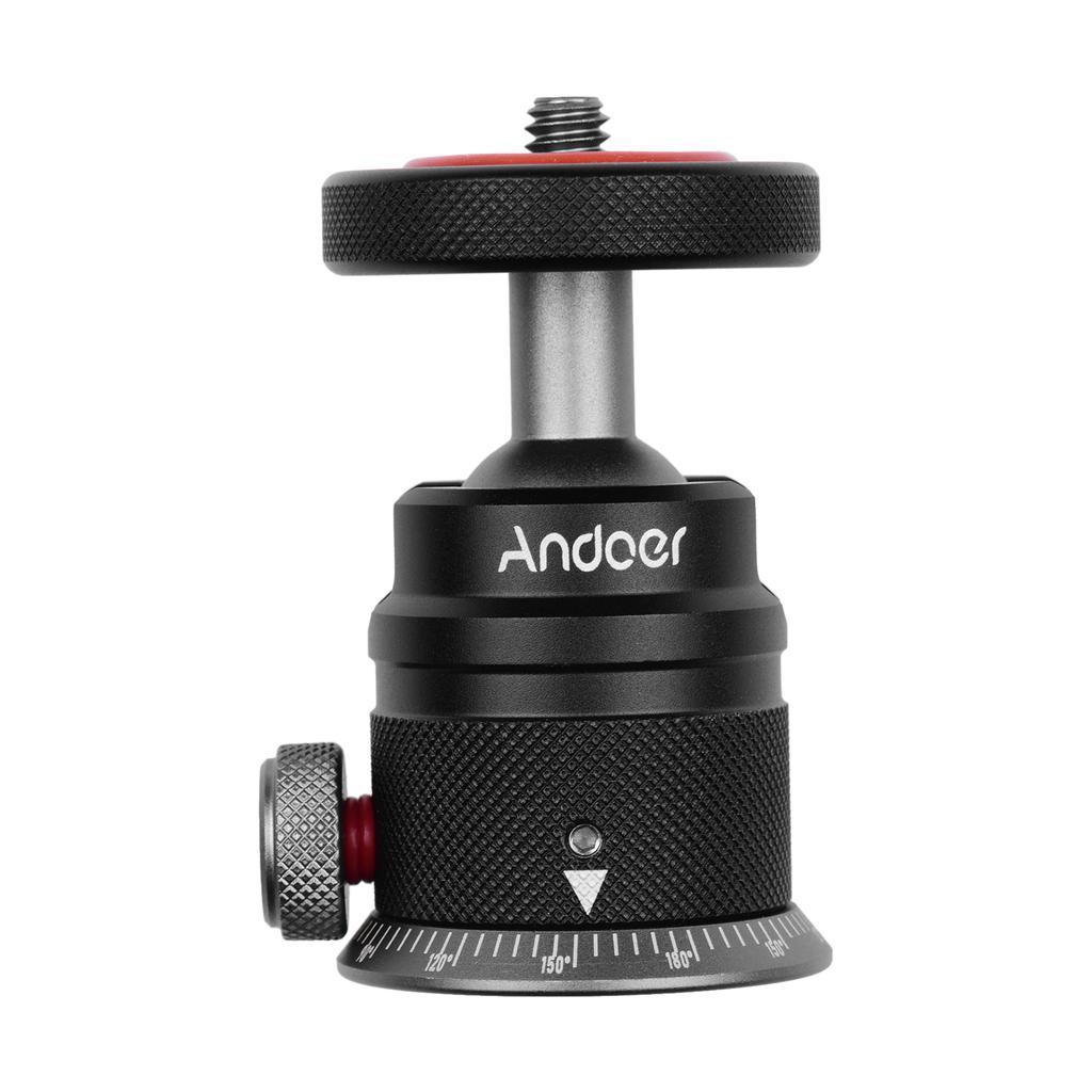 Andoer Aluminum Alloy Tripod Ball Head Mount Panoramic 360 Degrees  Swivel 180 Degrees  Flip with Scaled Base