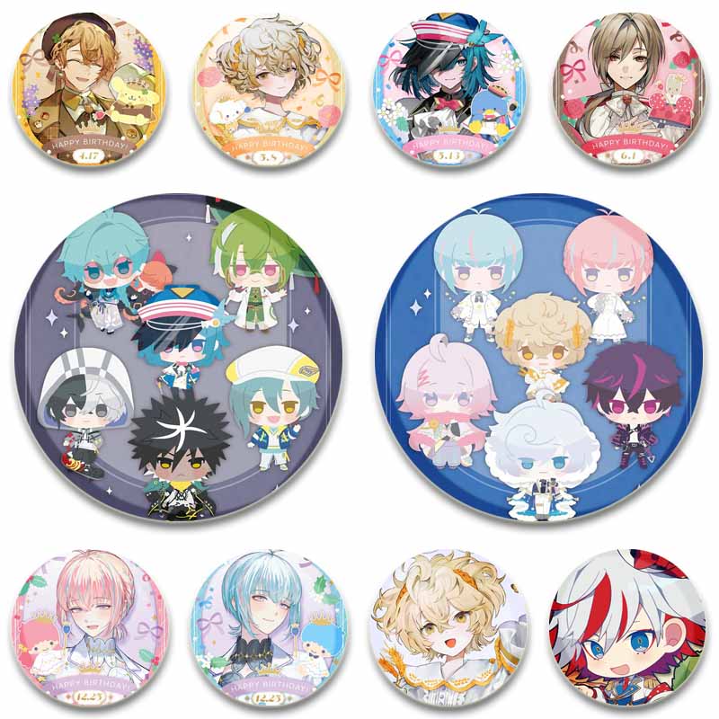 Cartoon Game Merold Kurode Hallritt Brooch Anime Fragaria Memories Lapel Pins Plastic Round Badge for Bag Hat Jewelry XMAS Gifts