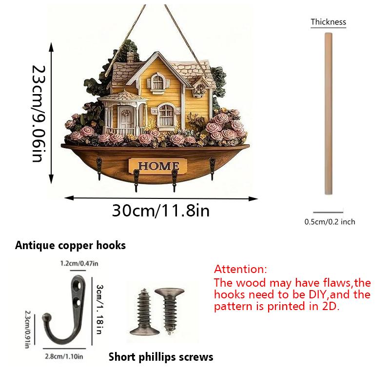 

Деревянные DIY крючки 2D плоские подвижные подарок декор для дома милые крючки для хранения домашнее хранение расписные узоры декор для комнаты 30x23см 23*30cm