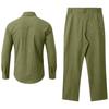 Men's Linen Long Sleeve Button Down Shirt and Pants Set Loose Fit Suit
