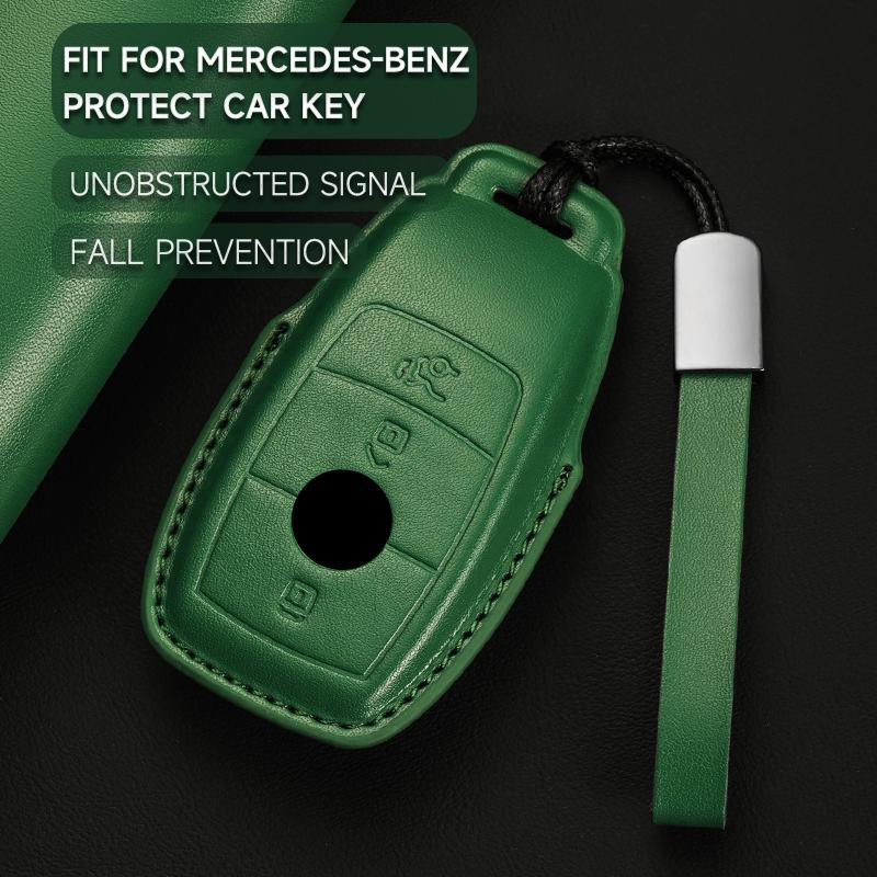 Leather Car Key Cover Case Protection Shell for Mercedes Benz A B C E S G Class GLB GLC GLE GLS W177 W213 W222 G63 E300 E200 AMG