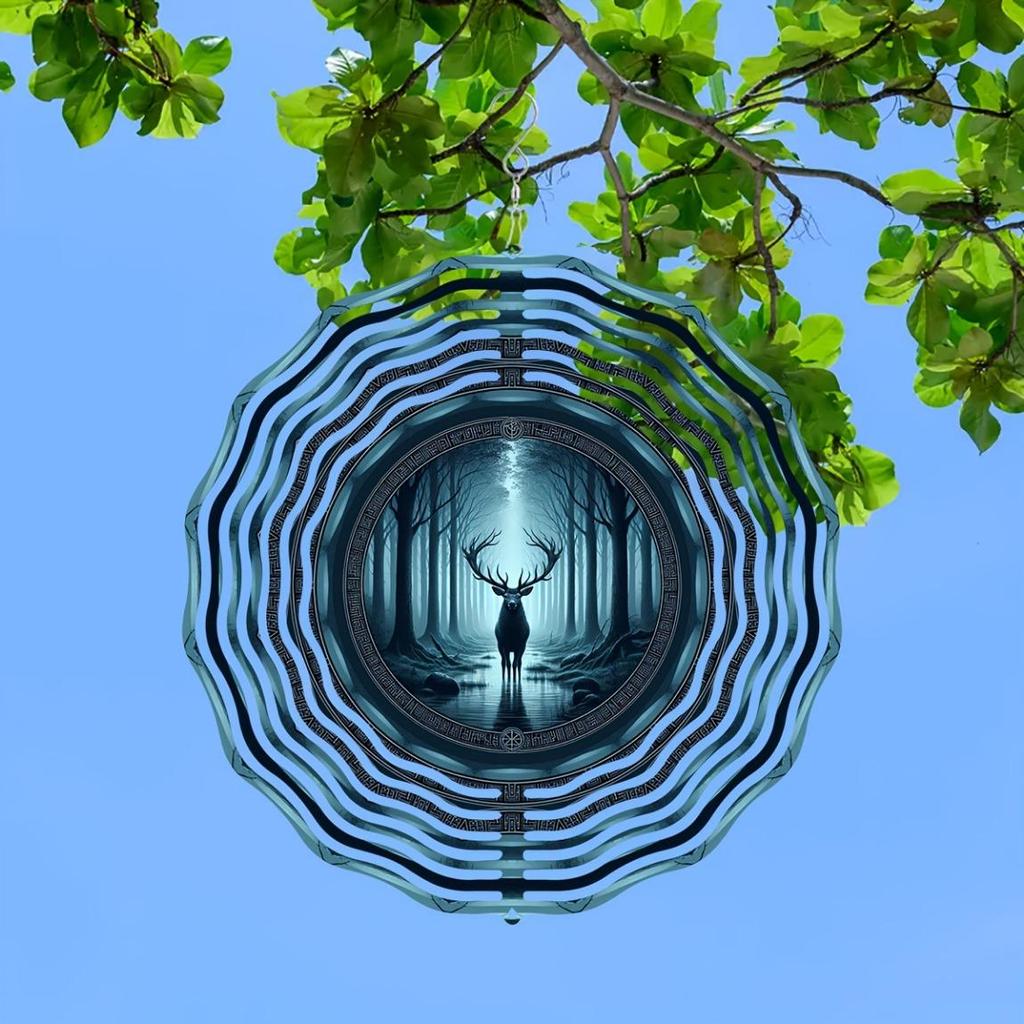 10-Inch Shadow of The Forest Wind Spinner – 360° Rotating 3D Hanging Kinetic Decor for Garden, Yard, or Indoor