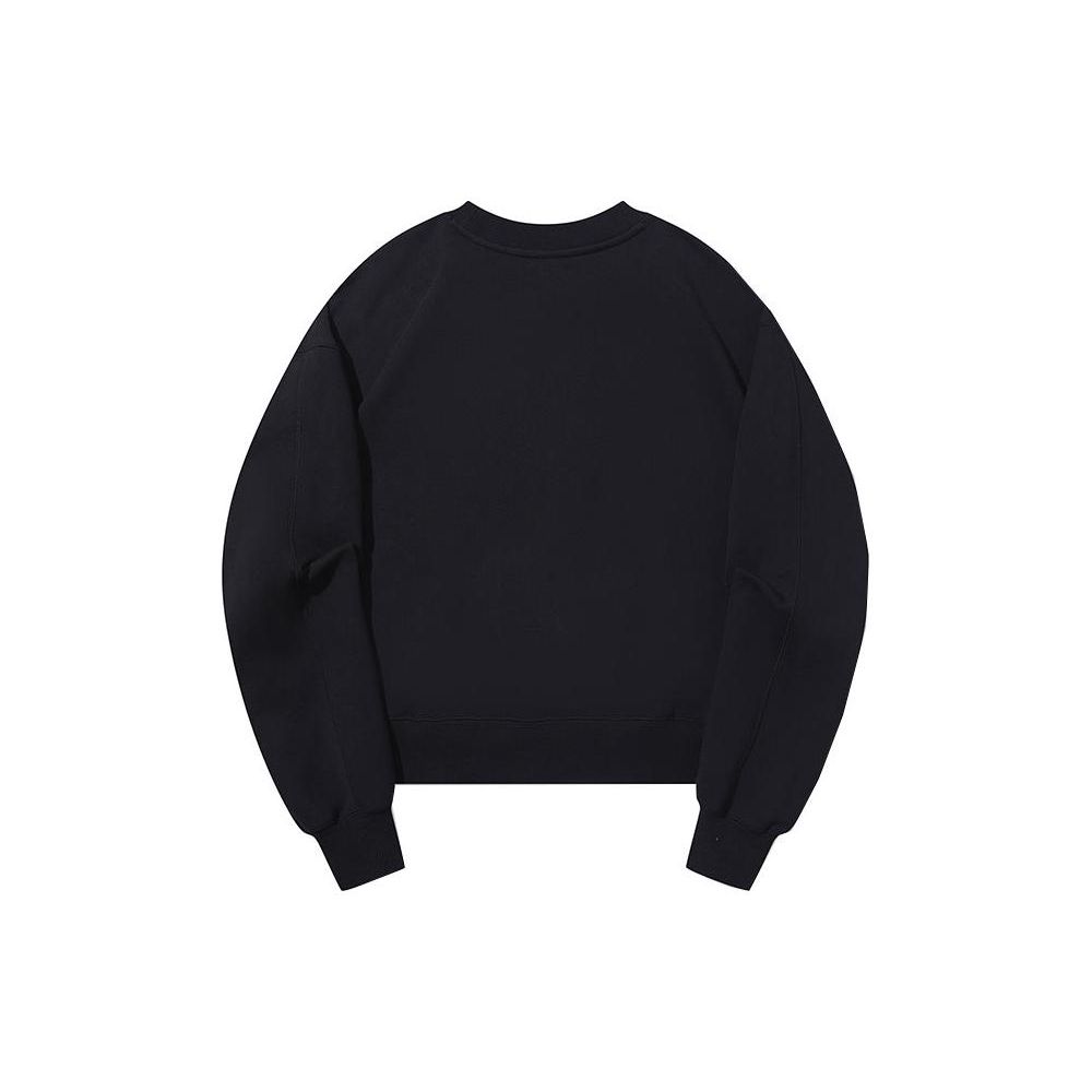 Li Ning Embroidered Printed Round Neck Pullover Sweatshirt Women Sweatshirt Black AWDT686-7