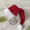 Adult Santa Hat with Sequins Thicken Plush for Holiday Comfort Liner Christmas New Year Symbol Cap with White Brim