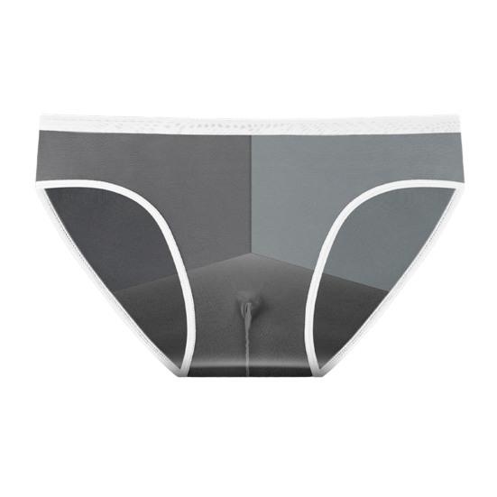 Men Briefs Mid-rise Perspective Thin Underwear with Separate Pouches Solid Color Soft Texture Breathable Elastic Panties