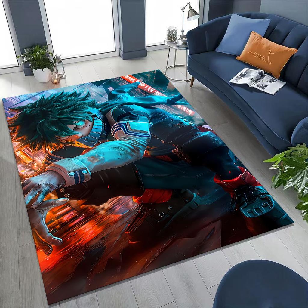 Anime My Hero Academia Deku Katsuki Kreslený koberec do ložnice obývacího pokoje na pohovku domů rohožka dekorace, dětská protiskluzová podložka na hraní
