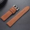 18mm 20mm 22mm 24mm Stitching Sports Watch Band Brown Genuine Leather Watch Strap Men's Steel Clasp Bracelet Universal Wristband