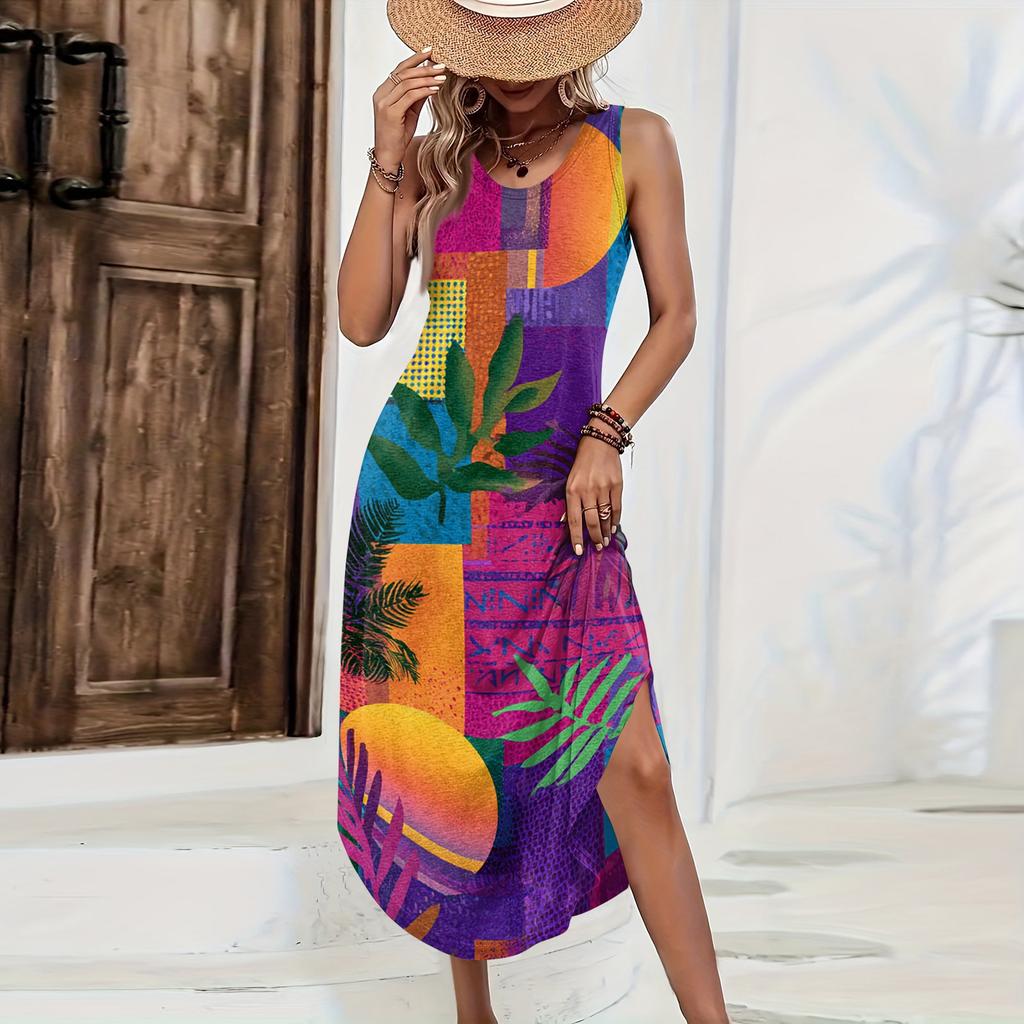 Womens Summer Dresses 2025 Loose V Neck Sleeveless Sundresses Beach Swimsuit Coverup with Pockets Casual Tank Maxi