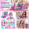 Colorful Magnetic Tiles Building Set with Window Panels for Kids Pretend Play