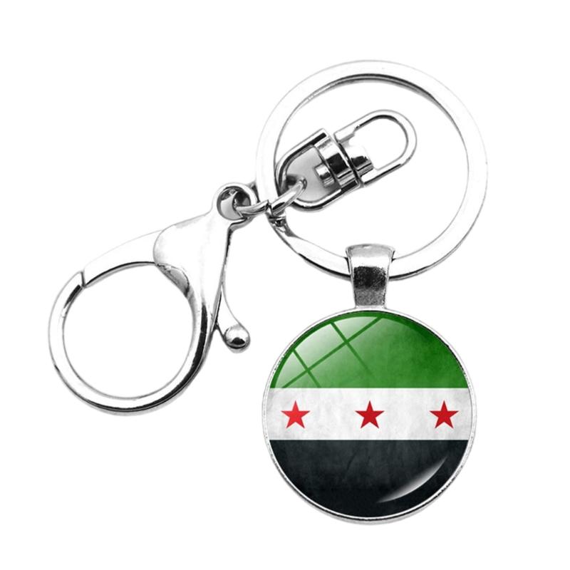 

Syrian Flag Pendant Keychain Handmade Patriotic Key Holder for Car Decoration Portable Bag Charm Backpack Accessories