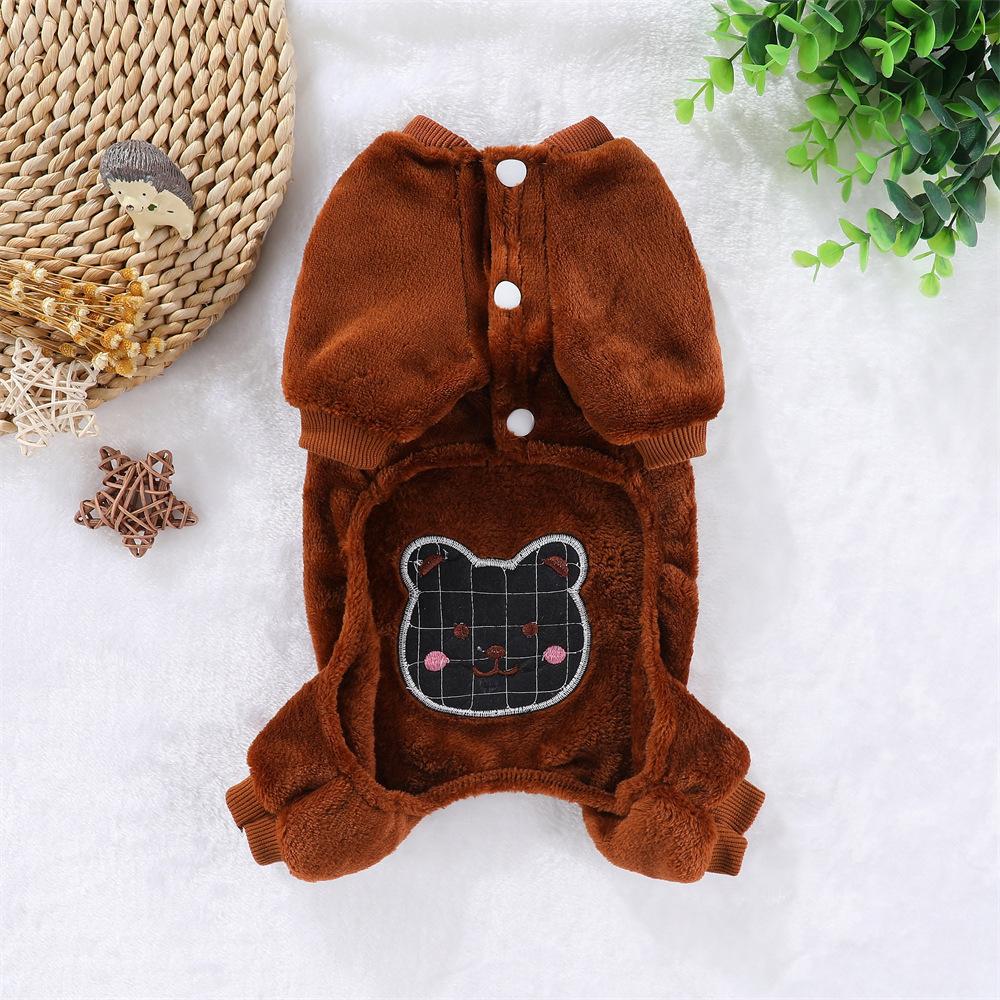 Pet Warm Thickened Flannel Four Legs Autumn and Winter Puppy Dog Cat Teddy Traction Hatless Clothing Supplies Clothing