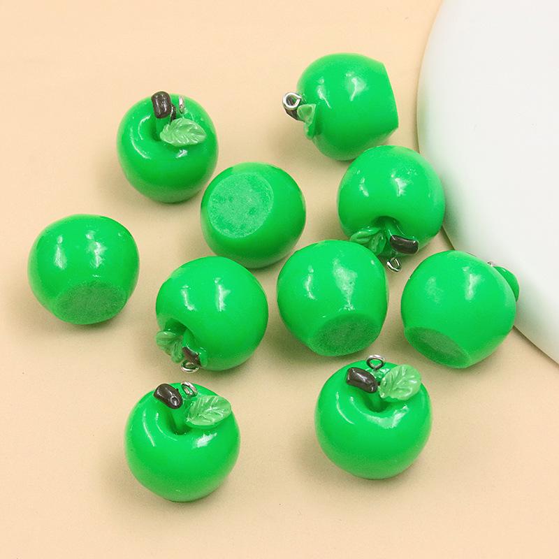 

3D Resin Apple Fruit Charms, 24x25mm, 2 Colors, DIY Pendant for Bags, Necklaces & Bracelets 1 piece зелений
