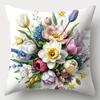 4PCS Set, Light Blue & Purple Sofa Pillow Covers, Printed Home Decor Cushion Covers, Insert Not Included