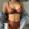Sexy jacquard lace underwear French ultra-thin perspective large chest small underwear anti-sagging large size bra cover