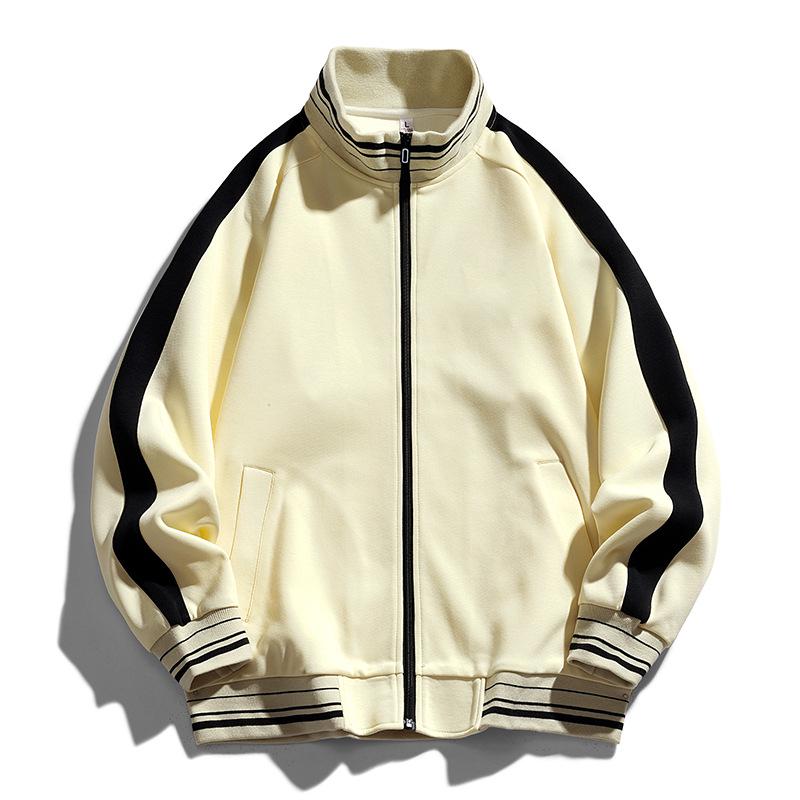 

Men s Korean Style Color Block Zip-Up Cardigan: Loose Fit, Casual Stand Collar, Logo Printable. XL абрикос світлого кольору