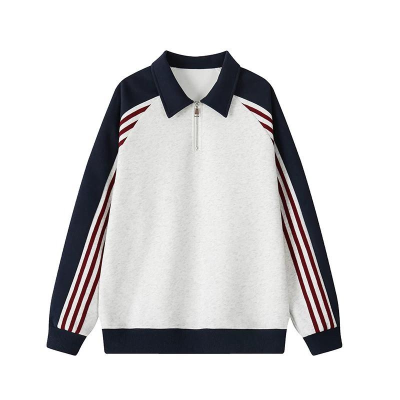 Mens Striped Color Block Sweatshirt Teen Casual Loose Fit Pullover Jacket Fall