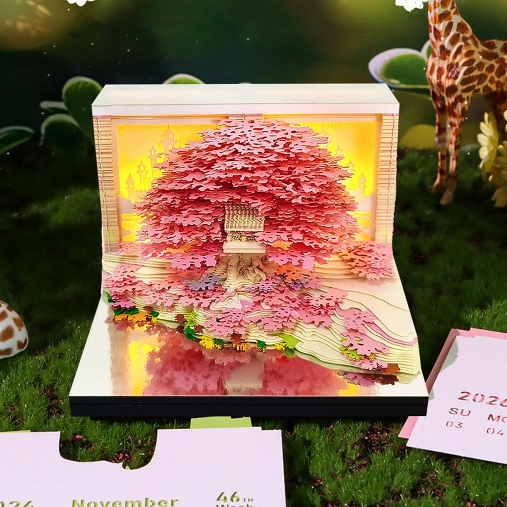 3D-Kalender Dekoratives Stereo-Notizbuch 2026 Papierschnitzkunst Notizblock DIY Papierstruktur Desktop-Dekoration Geschenk für Freunde