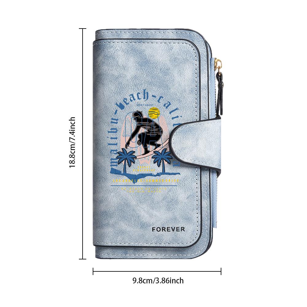 Surf Pattern Long Wallet Casual Portable Multi Card Slots Fashion Purse Forever Daily Use Stylish Cash Holder