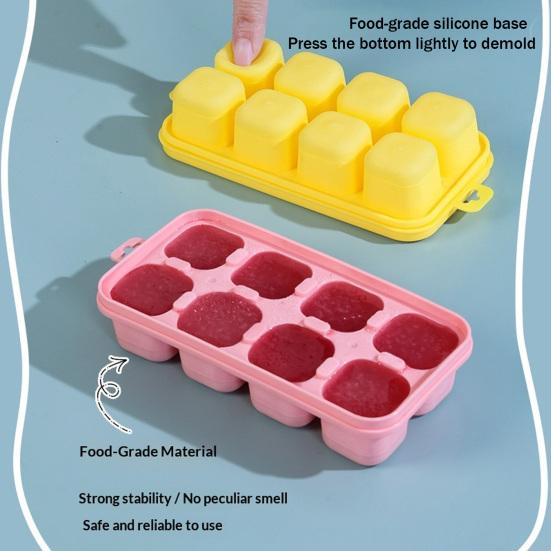 Eiswürfelform mit Deckel Stapelbare Eiswürfelformen für Gefrierschrank Ein-Klick-Entriegelung Versiegelter Eiswürfelbereiter für den Heimgebrauch