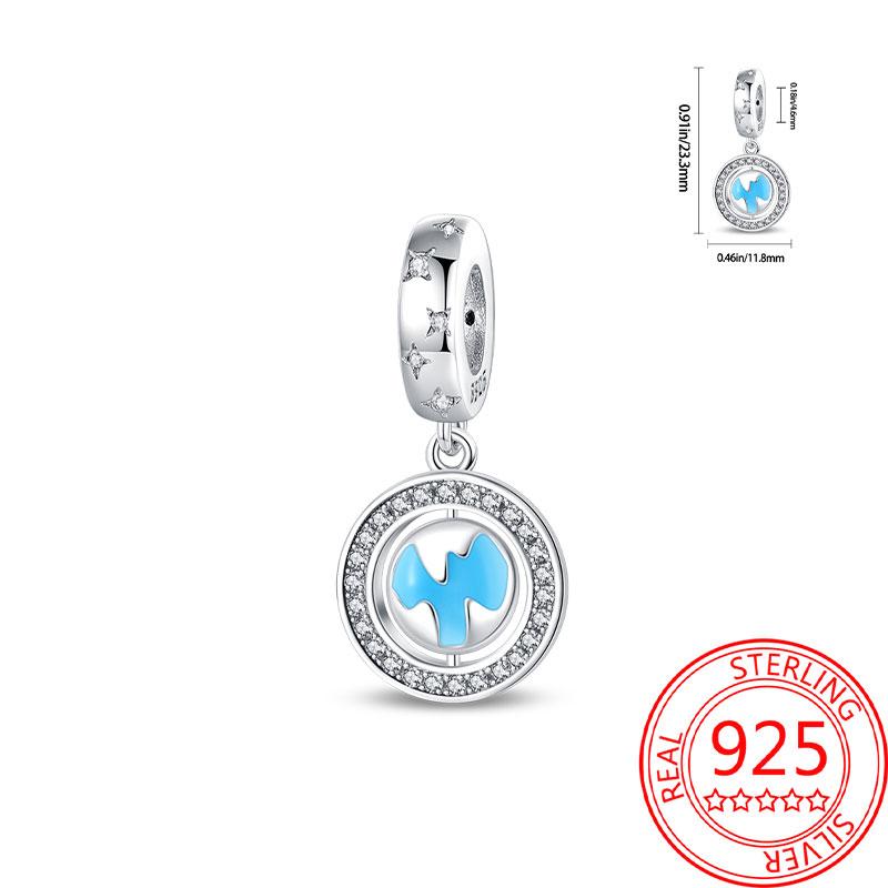 Оригинальные медные подвески Роскошный синий земной шар Белые циркониевые бусины Подходят для браслета DIY Женские Изготовление Деликатный подарок