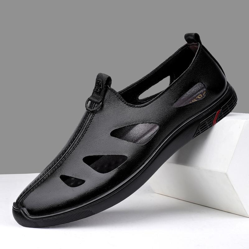 Luxury Brand Genuine Leather Men Sandals Moccasins Men Business Dress Sandals Handmade Leather Shoes Men Sandalias