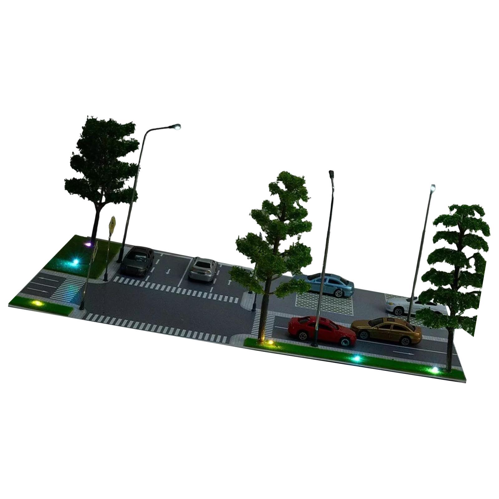 

1:87 масштаб городской дорожной сцены модель комплекты диорама светодиодное освещение автомобильная парковка модель миниатюрные деревья имитация модель автомобиля
