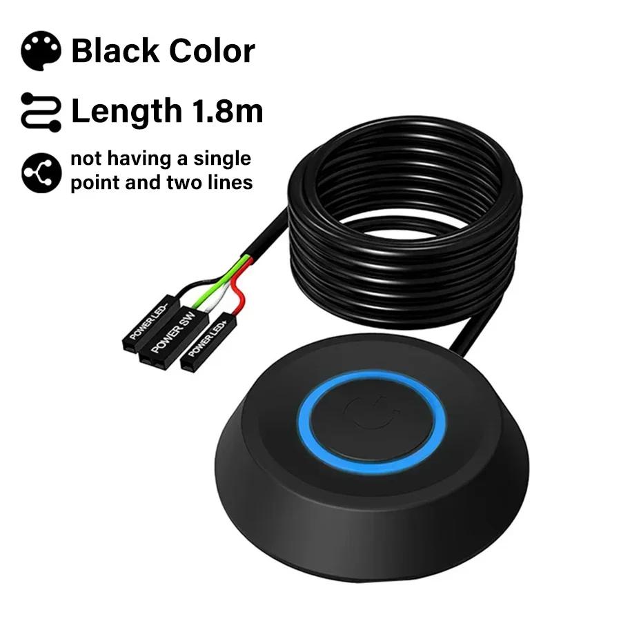 Desktop Computer Power Switch 1.8m Led Light PC Motherboard External Boot Power ON/OFF Pushbutton Extension Cable Startup Switch