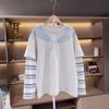 Mädchen Frühling Herbst Fake Zweiteiler Sweatshirt Koreanisches Langarm T-Shirt Für Große Kinder Lässiges Basisschicht Oberteil