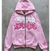 Herren Retro Amerikanischer Buchstabe Reißverschluss Bedrucktes Kapuzensweatshirt, Unisex Herbst und Winter Offener Cardigan