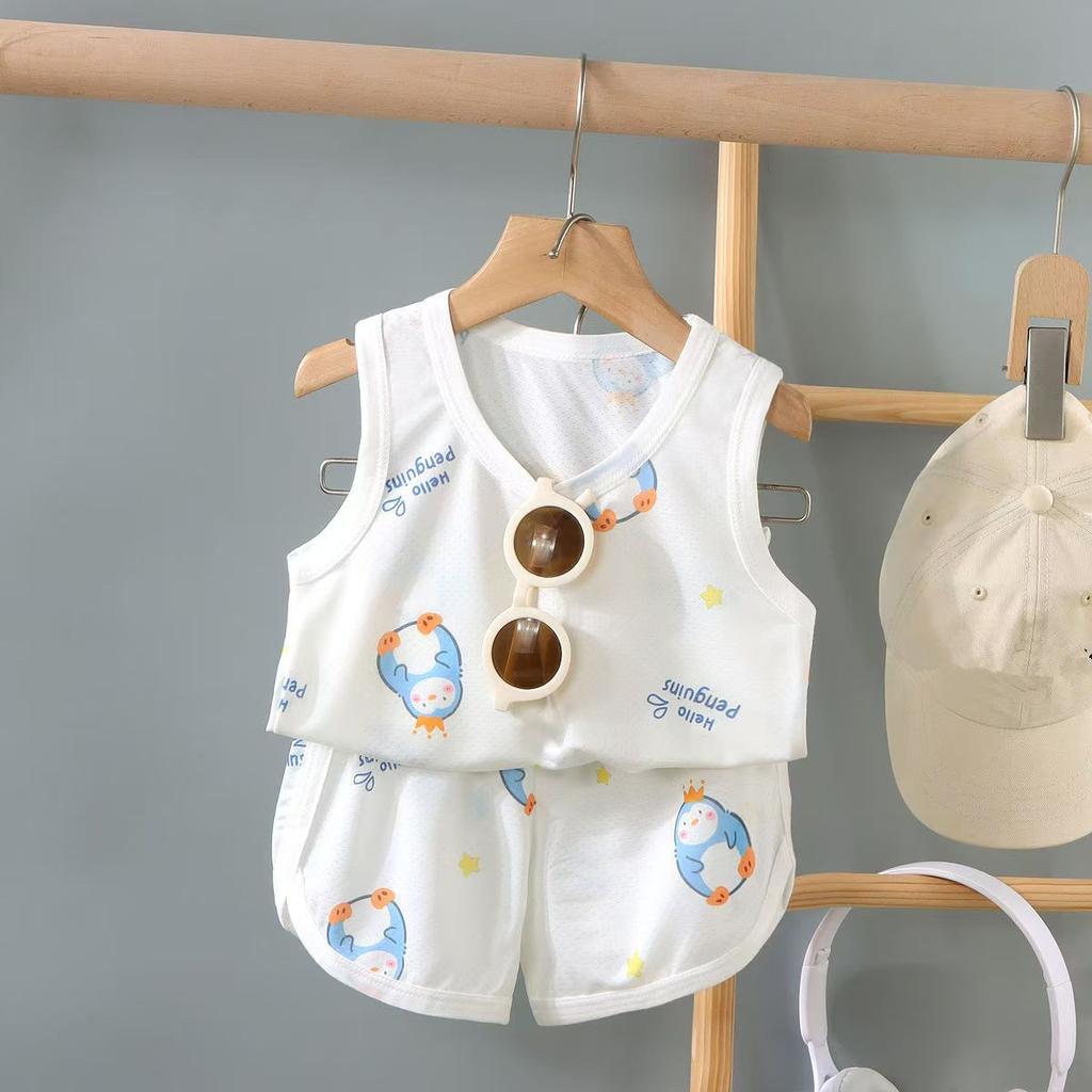 Children's Clothing Print Sleeveless Tops Shorts Cute Breathable Kids Summer Vest Shorts Set Tank Top For Baby Clothing Children