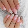 24Pcs Nude White French Fake Nail Short Square Nail Tips Fashion Wearable False Nails with Glue Simple Full Cover Press on Nails