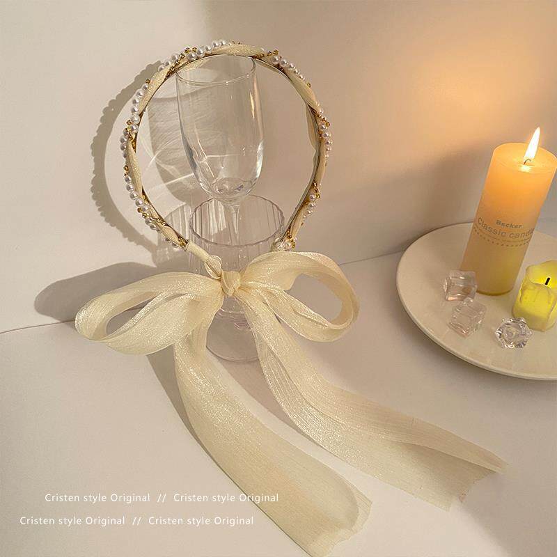 

Обруч для волосся з перламутровою стрічкою Бант Плетена пов язка на голову Стрічка пов язка для волосся Обруч для дівчаток Жіночі аксесуари для волосся Ювелірні вироби