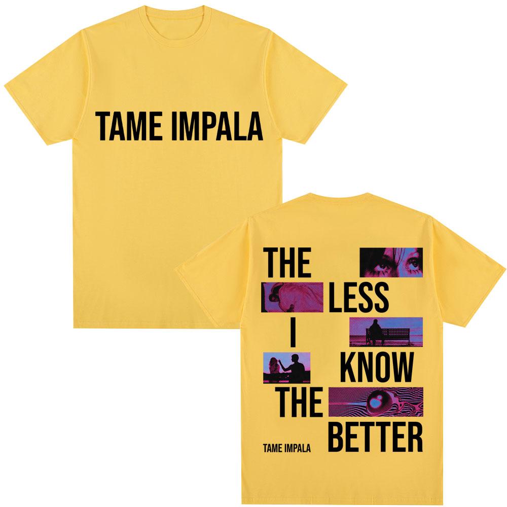 Rockband Tame Impala The Less I Know The Better T-Shirt Herren Vintage Hip Hop Gothic T-Shirts Baumwolle Lässig Übergroßes T-Shirt