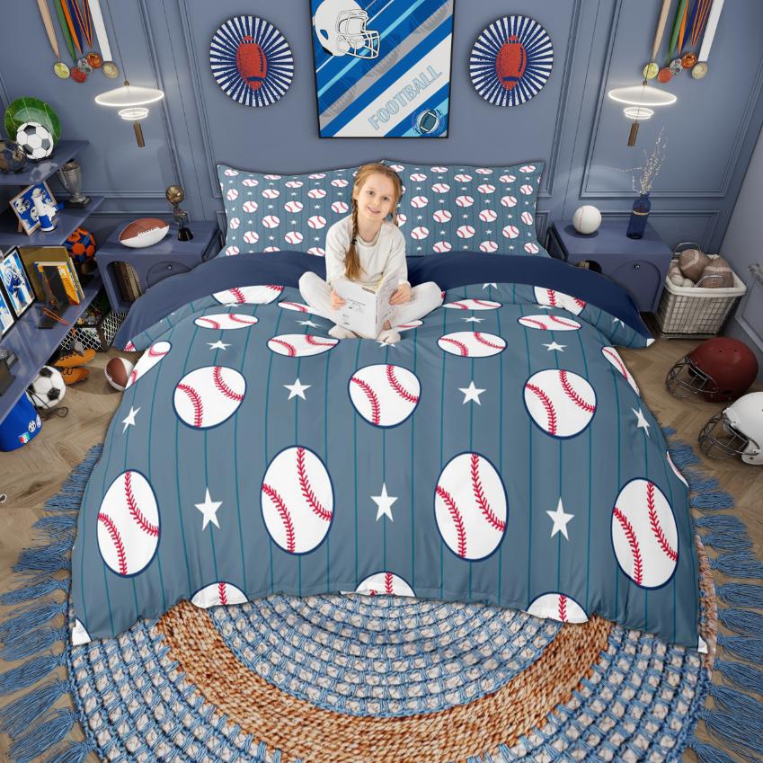 

Comforter Homewish Kids Teens Sports Basketball Soccer Rugby Bedding Set For Boys Girls Baseball Hockey Set Comforter (quilt)-EU Single(135*200cm)3pcs