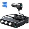 154W Car Charger Adapter Cigar Jack Multi Socket 9 In 1 PD 3 Cigarette Lighter Splitter High Speed Charge S DC Outlet Switches