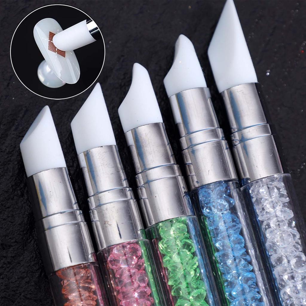 Double Head Silicone Nail Art Pen Carving Flower Sculpting Pen Adjustable Glue Stick Embossing Brush Professional Manicure Tools