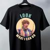 Student Cotton T-shirt Black Cotton Meme T-Shirt Look What I Can Do Pattern Summer Short Sleeve Casual Unisex Tee Women Funny Daily Fa Unisex,gift,Top