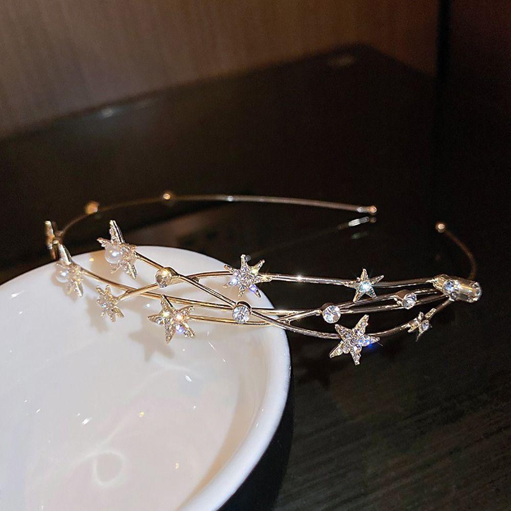 1Pcs Multilayer Pearl Butterfly Women Hairband Metal Hollow Hair Hoop Hair Accessories